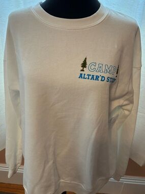 ALTARD STATE White Camp Sweatshirt Graphic Print - SIZE SMALL